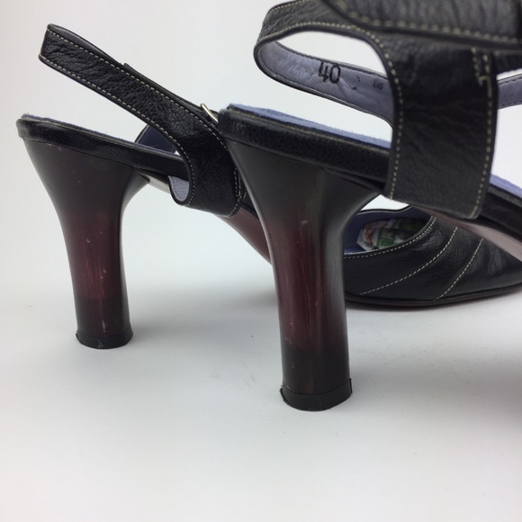 Lisa Nading | Black Leather Strappy Heels - Picture 6 of 8